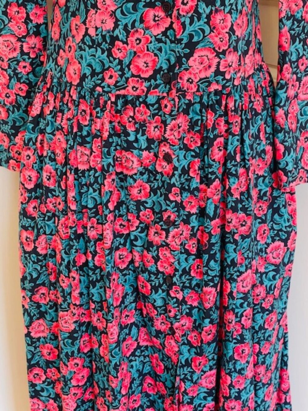 Komil Honolulu Vintage Cottagcore Floral Drop Waist Midi Dress Button Front Sm - Picture 6 of 10
